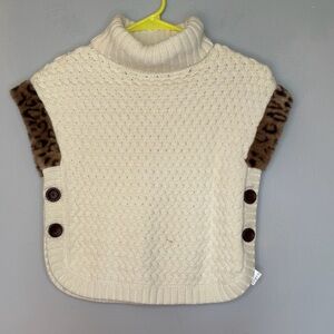 Aspen Kids Knit Cream Sweater with Leopard Print Sleeve Size Small *Read